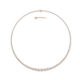 15CTW Round Shaped Lab Grown Diamond (F/VS) Graduating Full Riviera Necklace in 14K Gold
