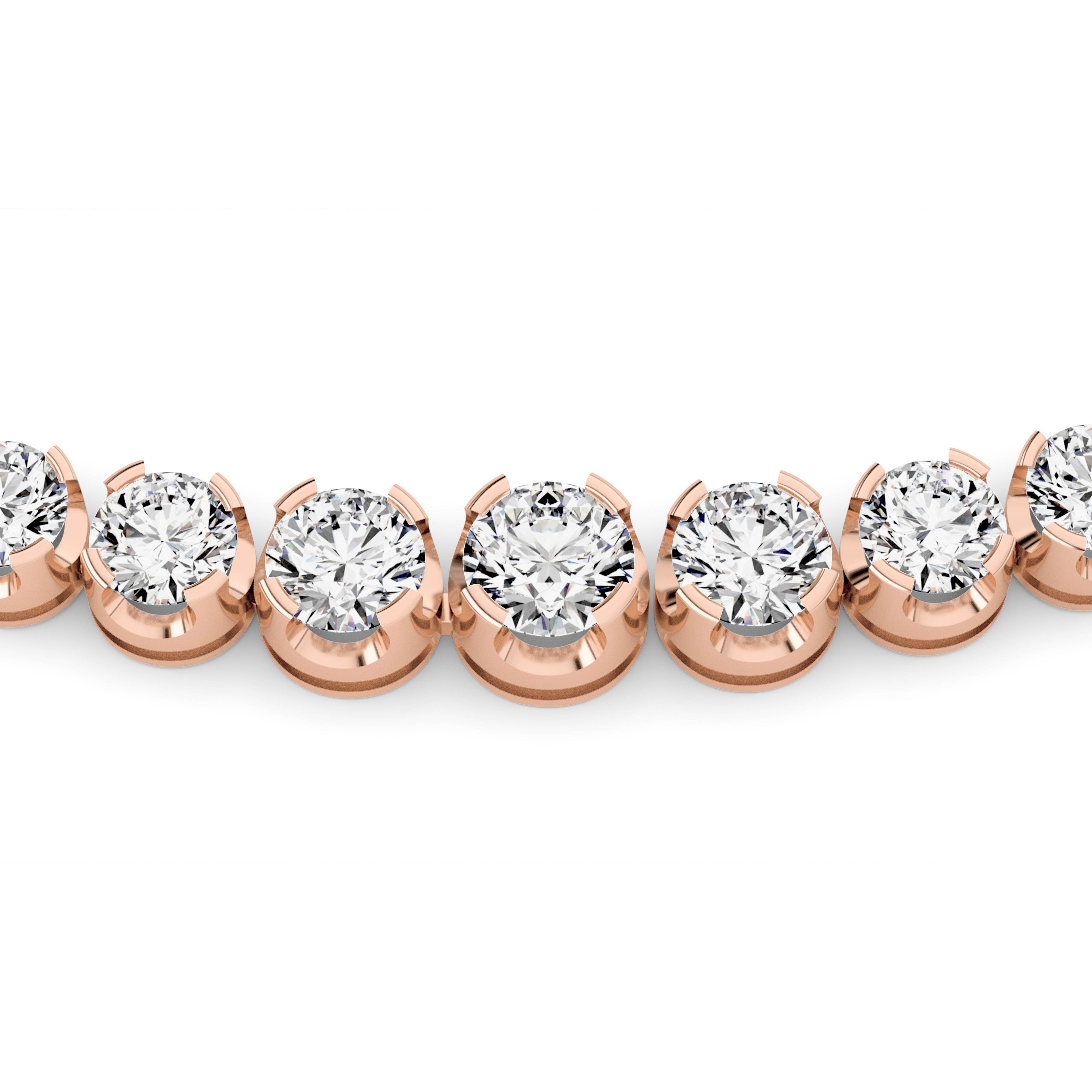 15CTW Round Shaped Lab Grown Diamond (F/VS) Graduating Full Riviera Necklace in 14K Gold