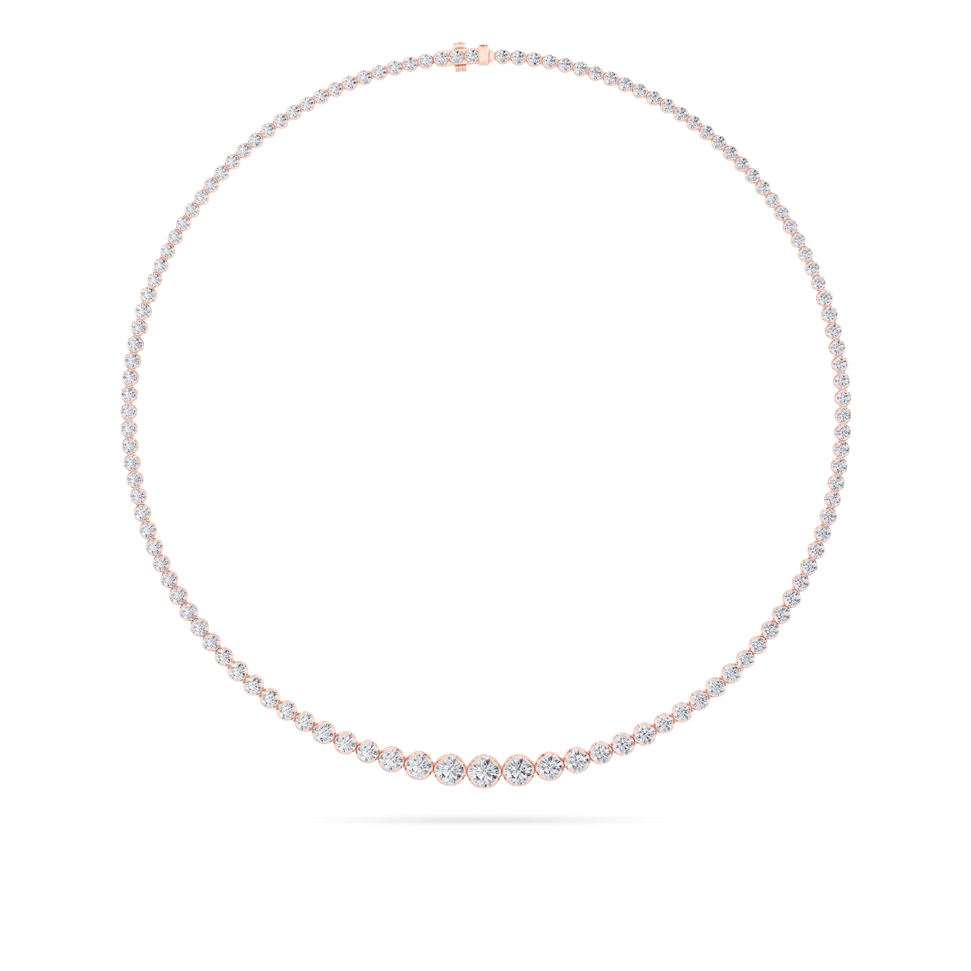 7CTW Round Shaped Lab Grown Diamond (F/VS) Graduating Half Riviera Necklace in 14K Gold