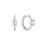 1.5CTW Emerald Shaped Lab Grown Diamond (F/VS) Solitaire Huggie Earrings in 14K Gold