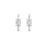 1.5CTW Emerald Shaped Lab Grown Diamond (F/VS) Solitaire Huggie Earrings in 14K Gold
