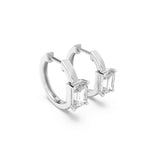 1.5CTW Emerald Shaped Lab Grown Diamond (G/VS) Solitaire Huggie Earrings in 14K Gold