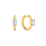 1.5CTW Emerald Shaped Lab Grown Diamond (F/VS) Solitaire Huggie Earrings in 14K Yellow Gold