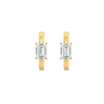 1.5CTW Emerald Shaped Lab Grown Diamond (F/VS) Solitaire Huggie Earrings in 14K Yellow Gold