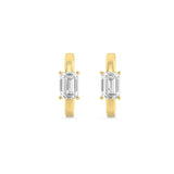 1.5CTW Emerald Shaped Lab Grown Diamond (F/VS) Solitaire Huggie Earrings in 14K Yellow Gold