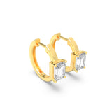 1.5CTW Emerald Shaped Lab Grown Diamond (F/VS) Solitaire Huggie Earrings in 14K Yellow Gold