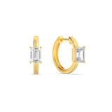 1.5CTW Emerald Shaped Lab Grown Diamond (G/VS) Solitaire Huggie Earrings in 14K Gold