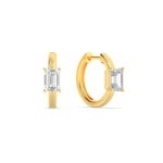 1.5CTW Emerald Shaped Lab Grown Diamond (G/VS) Solitaire Huggie Earrings in 14K Gold