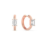 1.5CTW Emerald Shaped Lab Grown Diamond (F/VS) Solitaire Huggie Earrings in 14K Gold