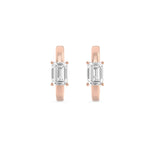 1.5CTW Emerald Shaped Lab Grown Diamond (F/VS) Solitaire Huggie Earrings in 14K Gold