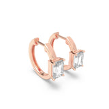 1.5CTW Emerald Shaped Lab Grown Diamond (F/VS) Solitaire Huggie Earrings in 14K Gold