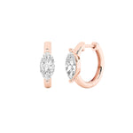 1.5CTW Marquise Shaped Lab Grown Diamond (F/VS) Solitaire Huggie Earrings in 14K Gold