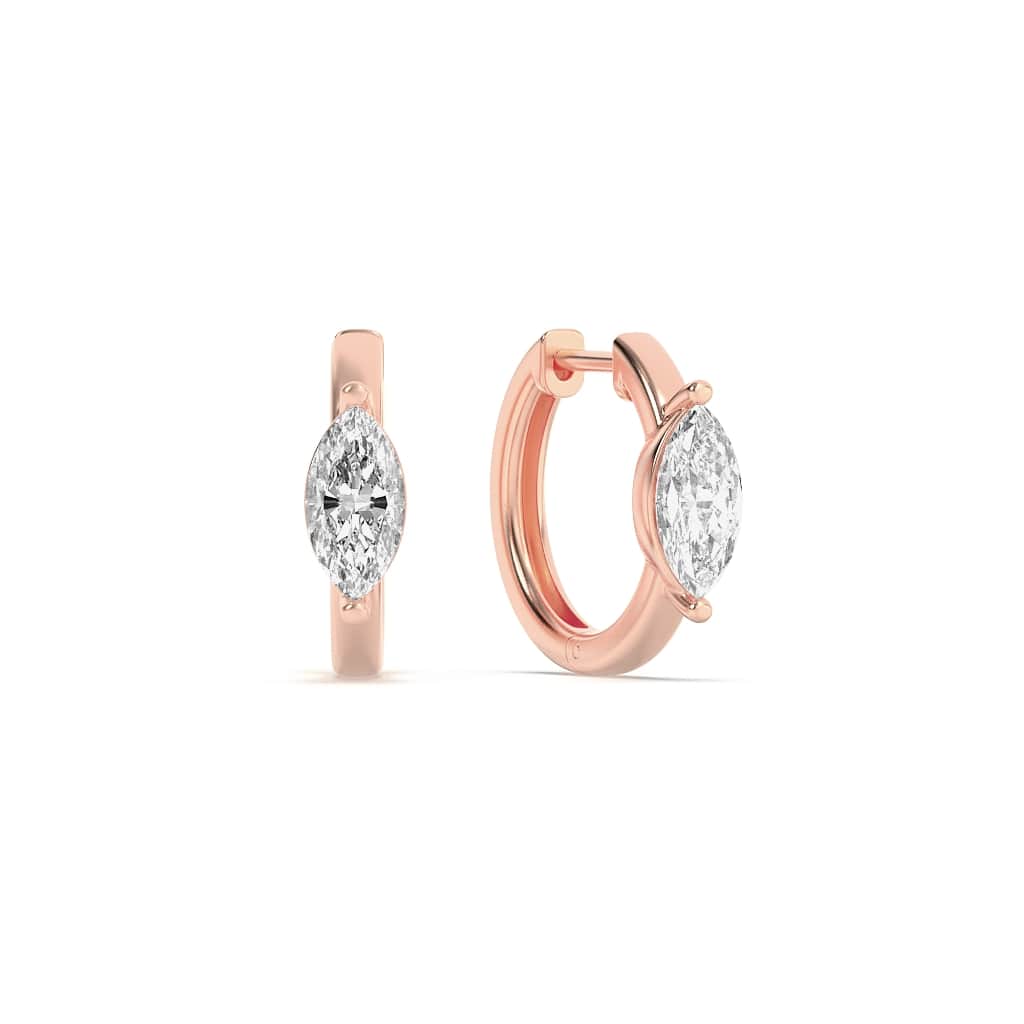 3.25CTW Marquise Shaped Lab Grown Diamond (F/VS) Solitaire Huggie Earrings in 14K Gold