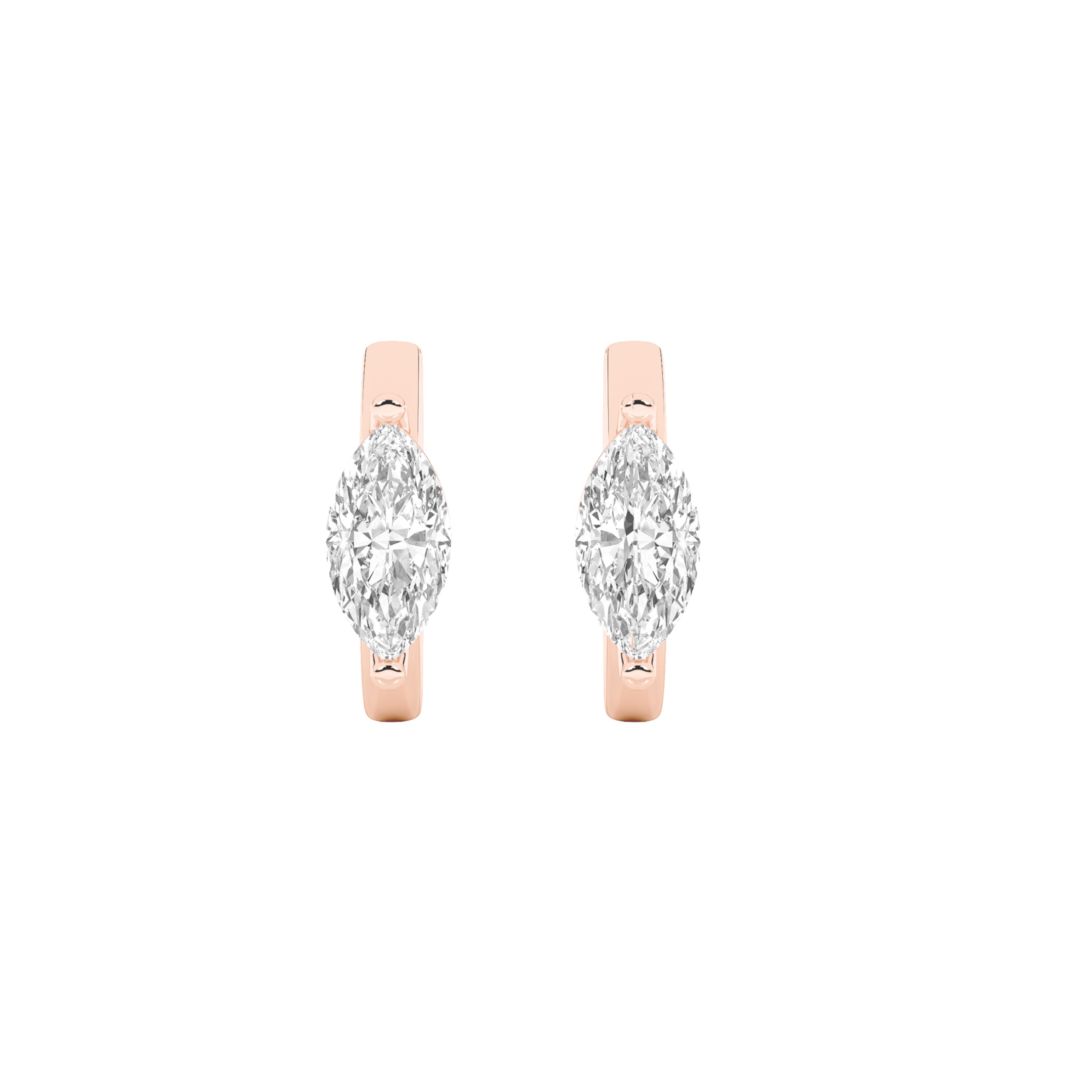 3.25CTW Marquise Shaped Lab Grown Diamond (F/VS) Solitaire Huggie Earrings in 14K Gold