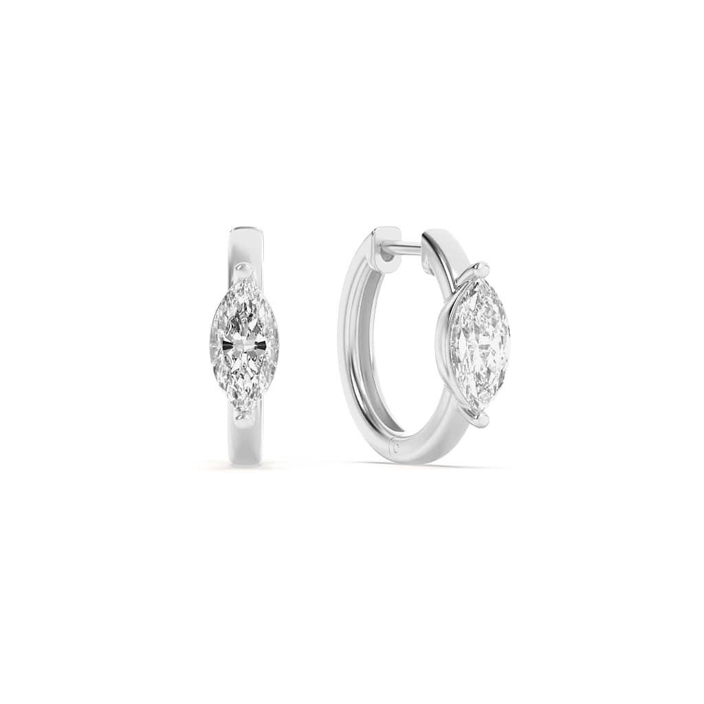 3.5CTW Marquise Shaped Lab Grown Diamond (F/VS) Solitaire Huggie Earrings in 14K Gold