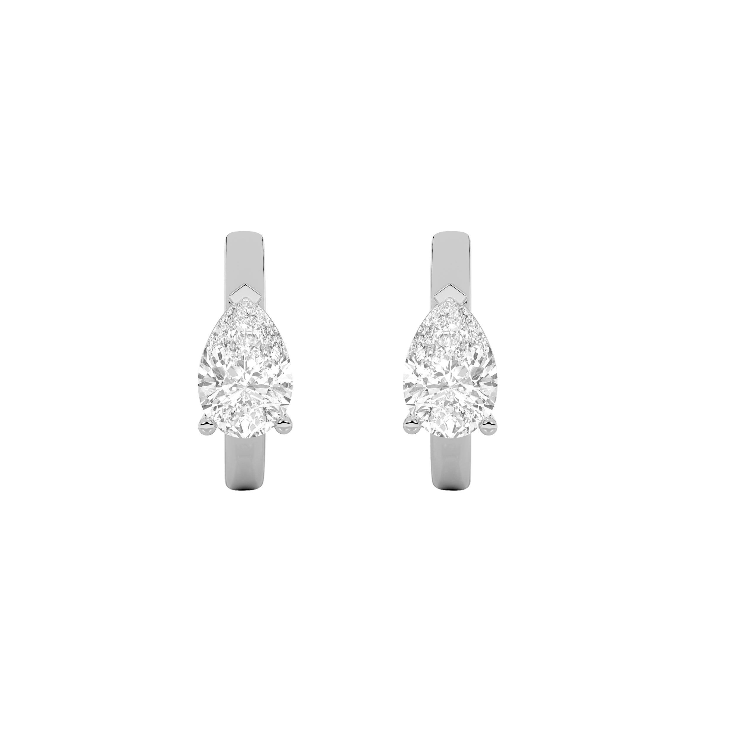 1.5CTW Pear Shaped Lab Grown Diamond (F/VS) Solitaire Huggie Earrings in 14K Gold
