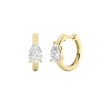1.5CTW Pear Shaped Lab Grown Diamond (F/VS) Solitaire Huggie Earrings in 14K Gold