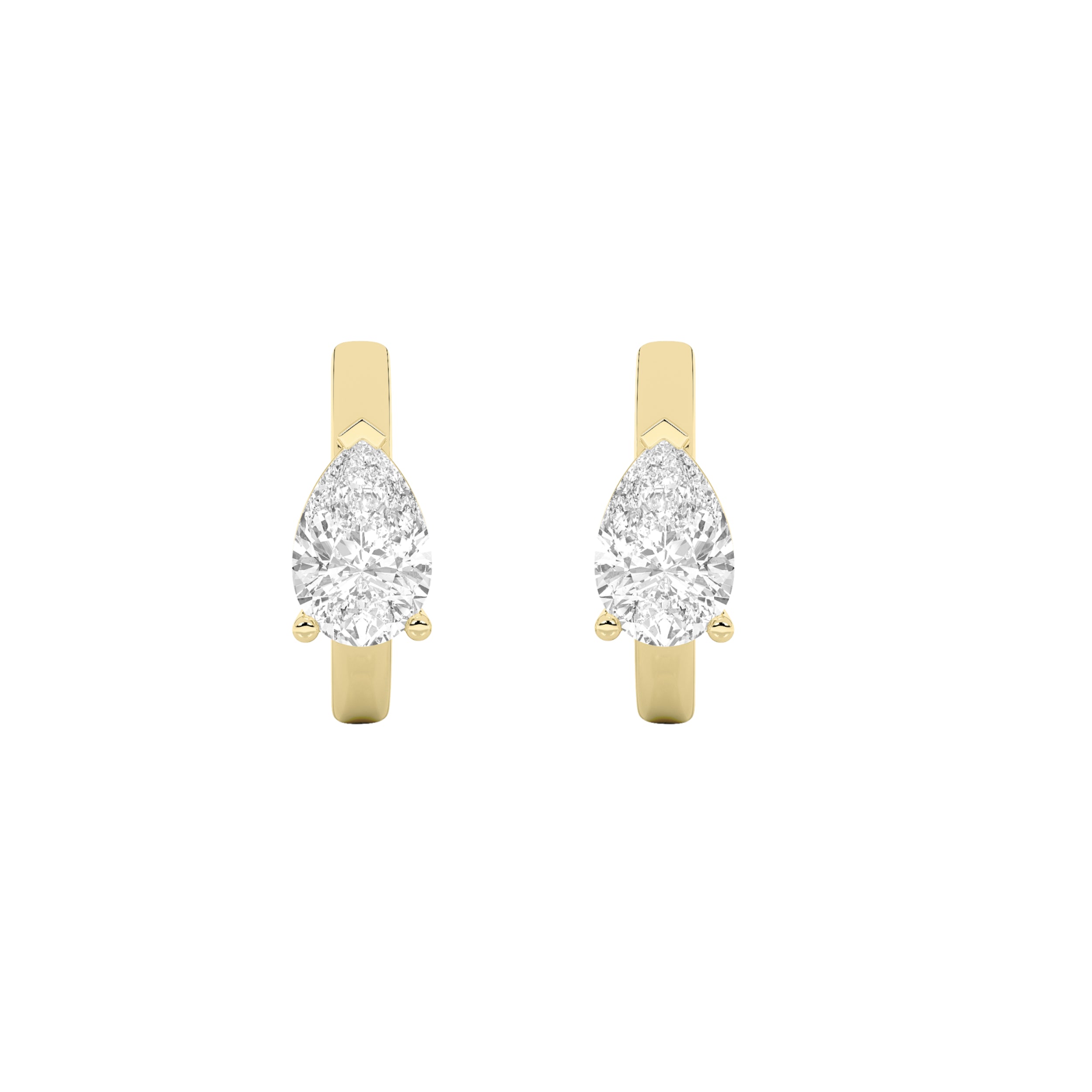1.5CTW Pear Shaped Lab Grown Diamond (G/VS) Solitaire Huggie Earrings in 14K Gold