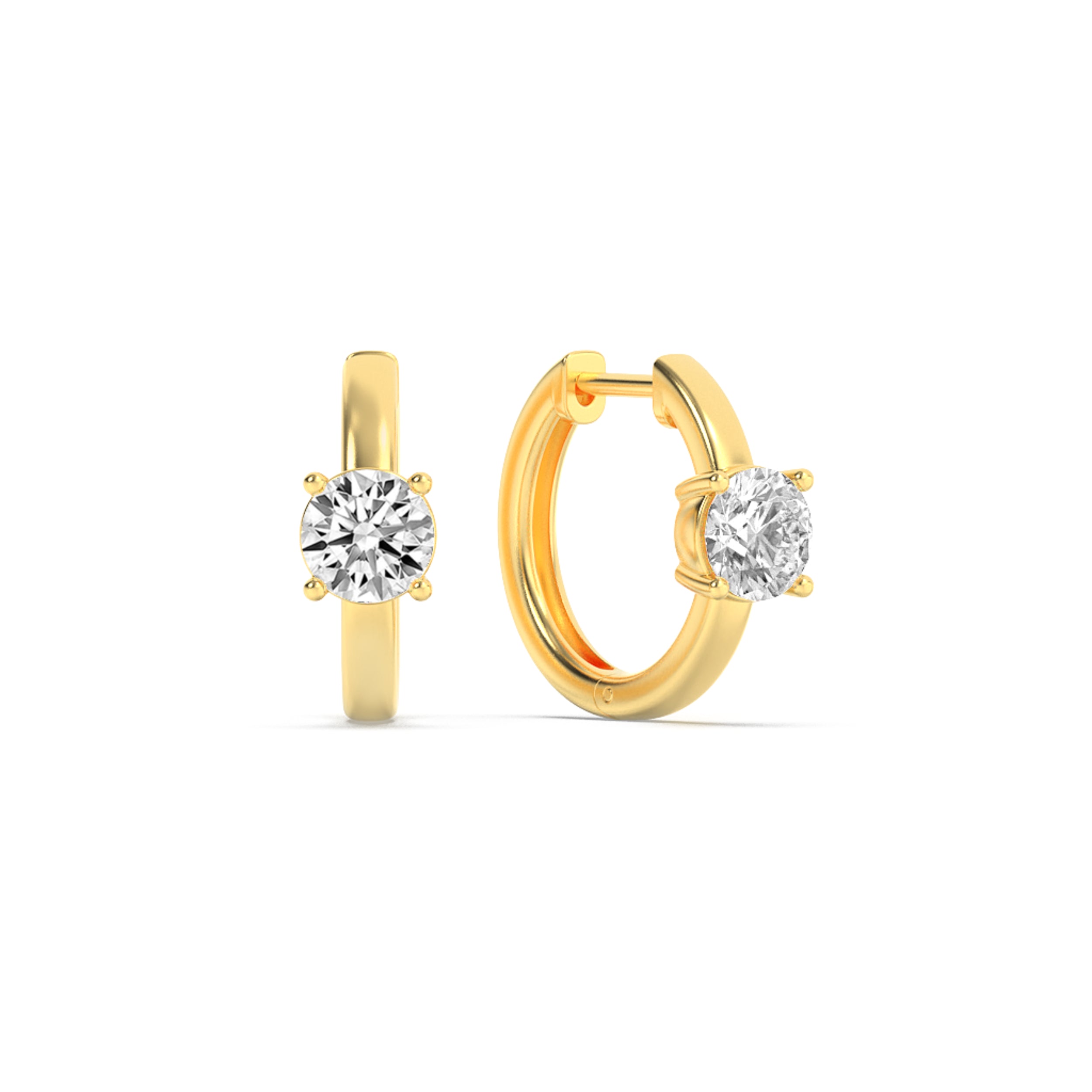 1.5CTW Round Shaped Lab Grown Diamond (F/VS) Accented Huggie Earrings in 14K Yellow Gold