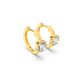 1.5CTW Round Shaped Lab Grown Diamond (F/VS) Accented Huggie Earrings in 14K Yellow Gold
