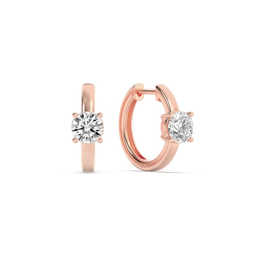 1.5CTW Round Shaped Lab Grown Diamond (F/VS) Solitaire Huggie Earrings in 14K Gold