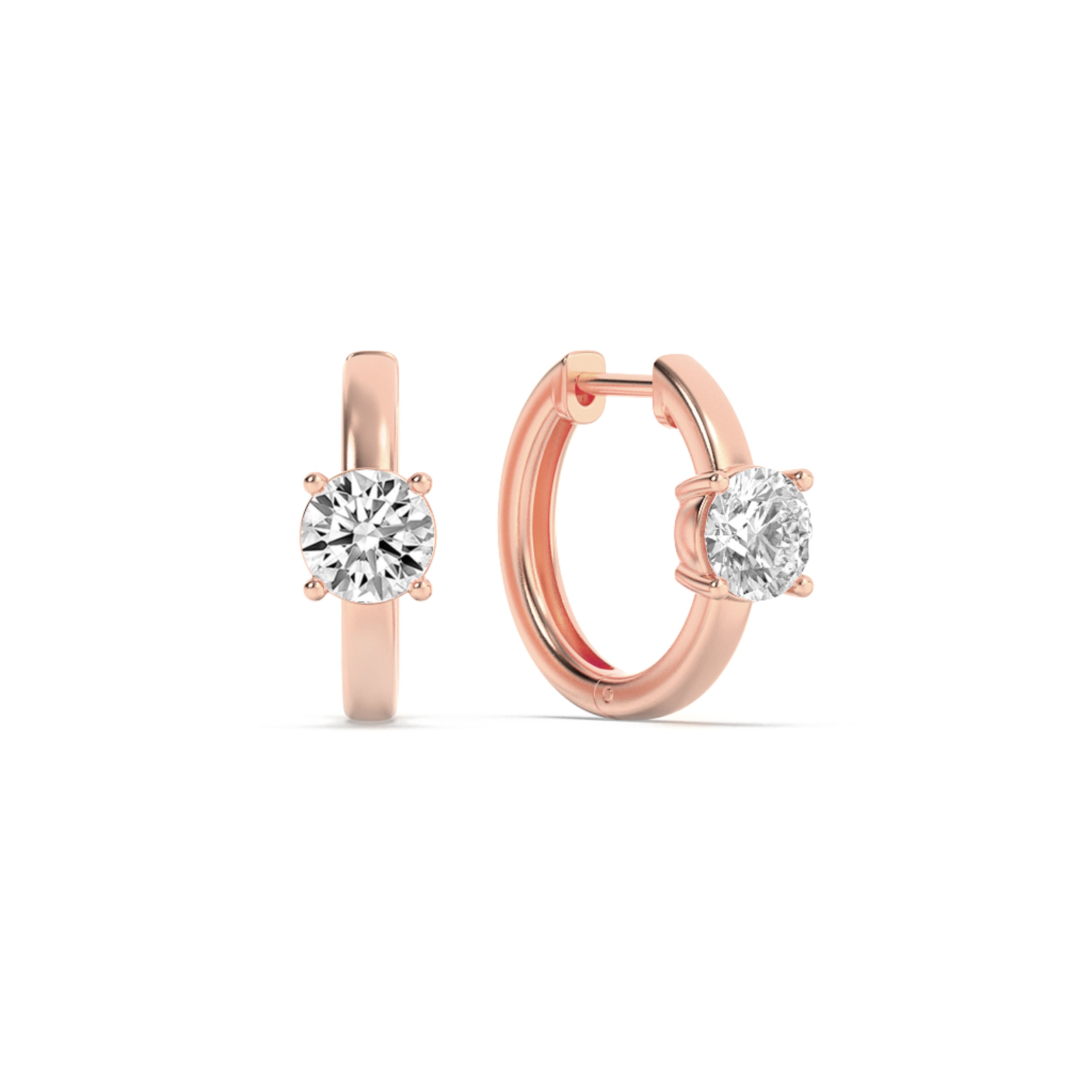 1.5CTW Round Shaped Lab Grown Diamond (F/VS) Solitaire Huggie Earrings in 14K Gold