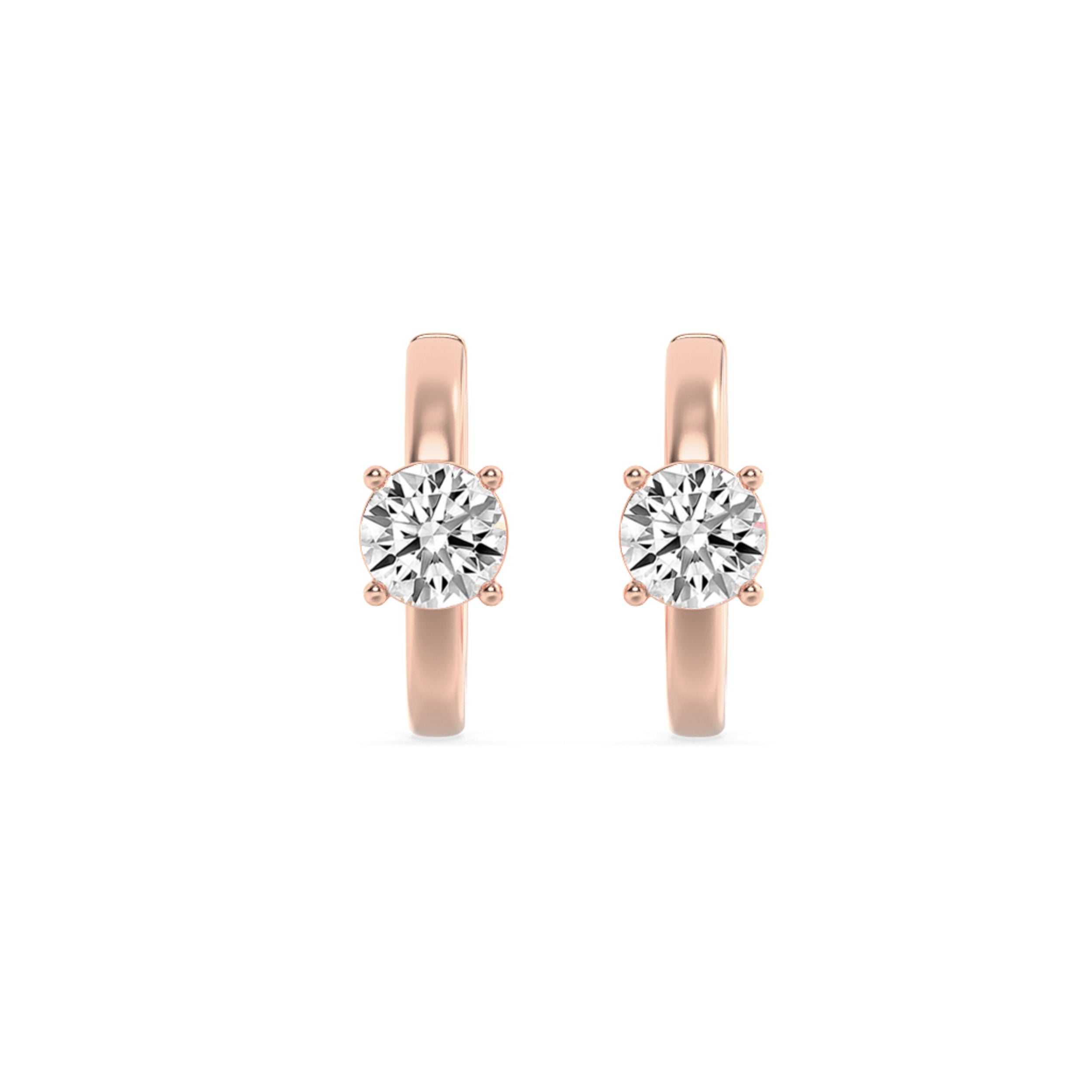 1.5CTW Round Shaped Lab Grown Diamond (F/VS) Solitaire Huggie Earrings in 14K Gold
