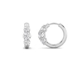 2CTW Round Shaped Lab Grown Diamond (F/VS) Three Stone Huggie Earrings in 10K Gold