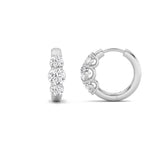 2CTW Round Shaped Lab Grown Diamond (G/VS) Three Stone Huggie Earrings in 14K Gold
