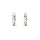 2CTW Round Shaped Lab Grown Diamond (G/VS) Three Stone Huggie Earrings in 14K Gold