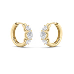2CTW Round Shaped Lab Grown Diamond (G/VS) Three Stone Huggie Earrings in 14K Gold