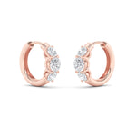 2CTW Round Shaped Lab Grown Diamond (F/VVS) Three Stone Huggie Earrings in 14K Gold