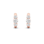 2CTW Round Shaped Lab Grown Diamond (F/VVS) Three Stone Huggie Earrings in 14K Gold