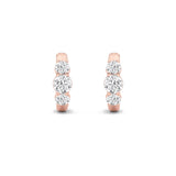 2CTW Round Shaped Lab Grown Diamond (F/VVS) Three Stone Huggie Earrings in 14K Gold