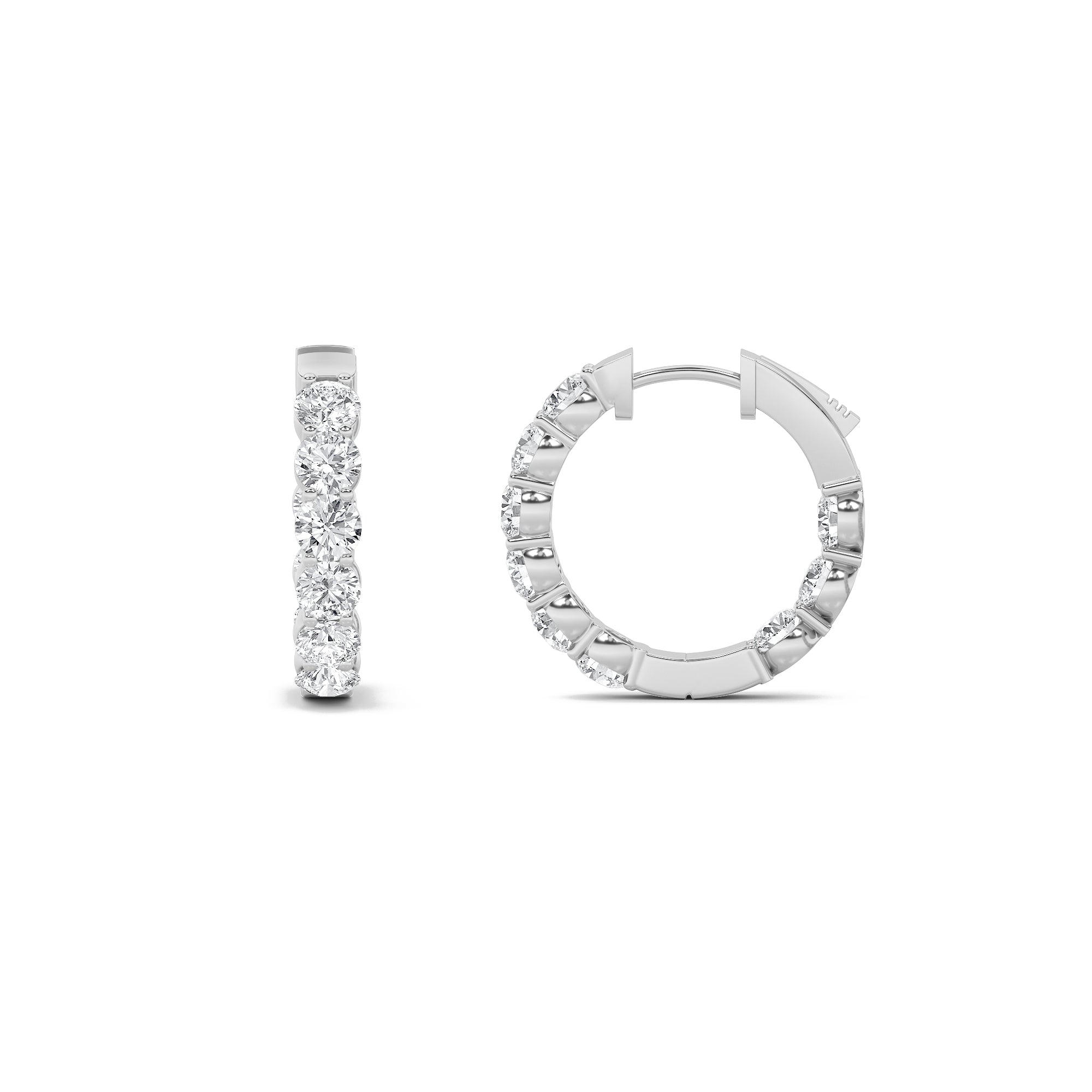 3CTW Round Shaped Lab Grown Diamond (F/VS) Inside out Hoop Earrings in 14K Gold