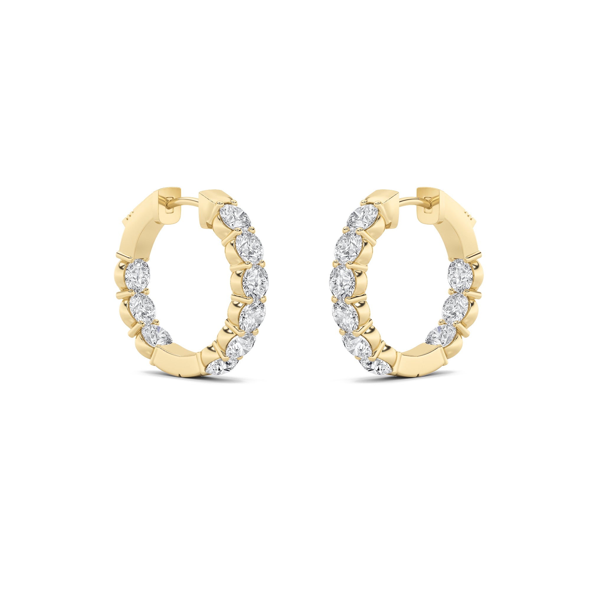 3CTW Round Shaped Lab Grown Diamond (F/VS) Inside out Hoop Earrings in 14K Gold