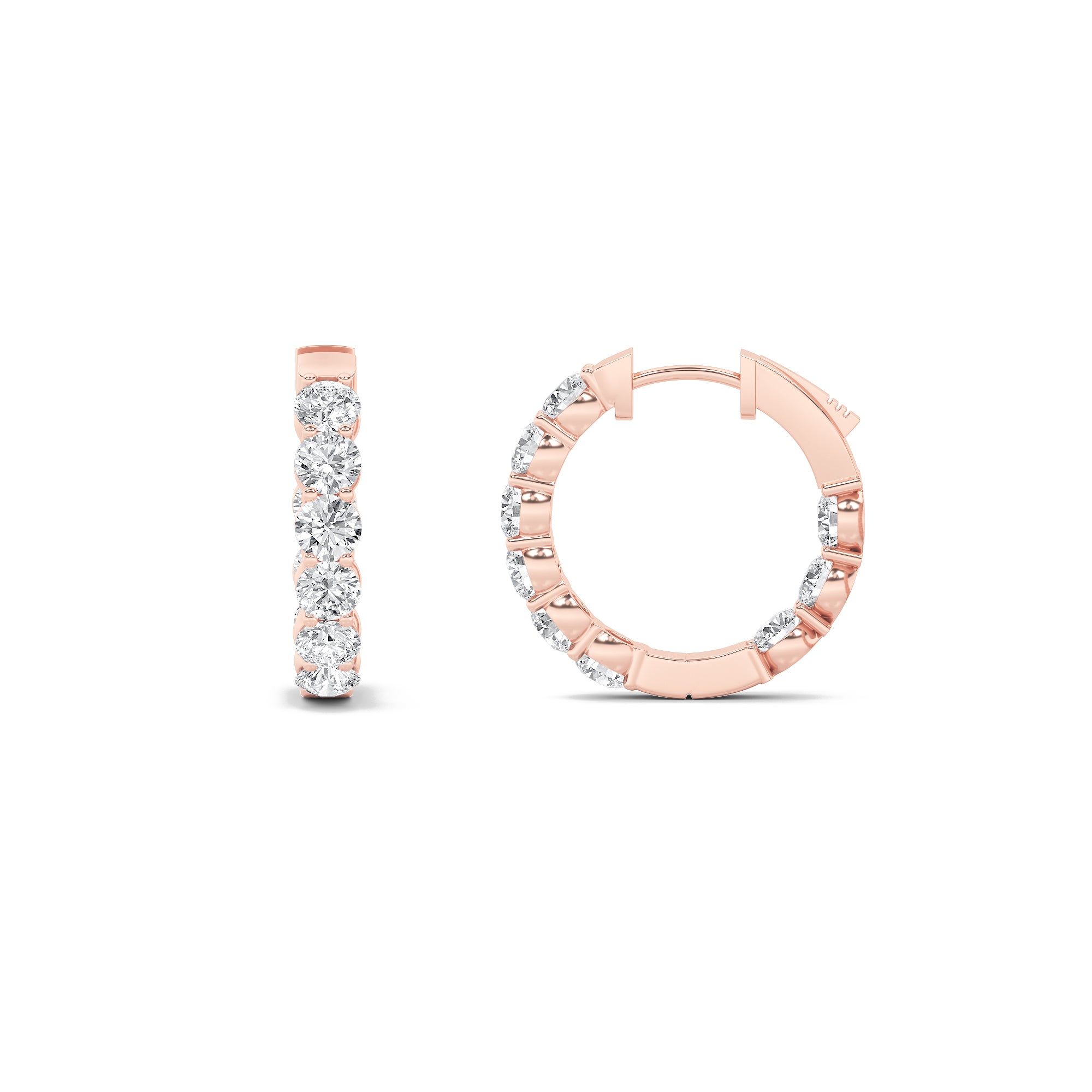 3CTW Round Shaped Lab Grown Diamond (F/VS) Inside out Hoop Earrings in 14K Gold