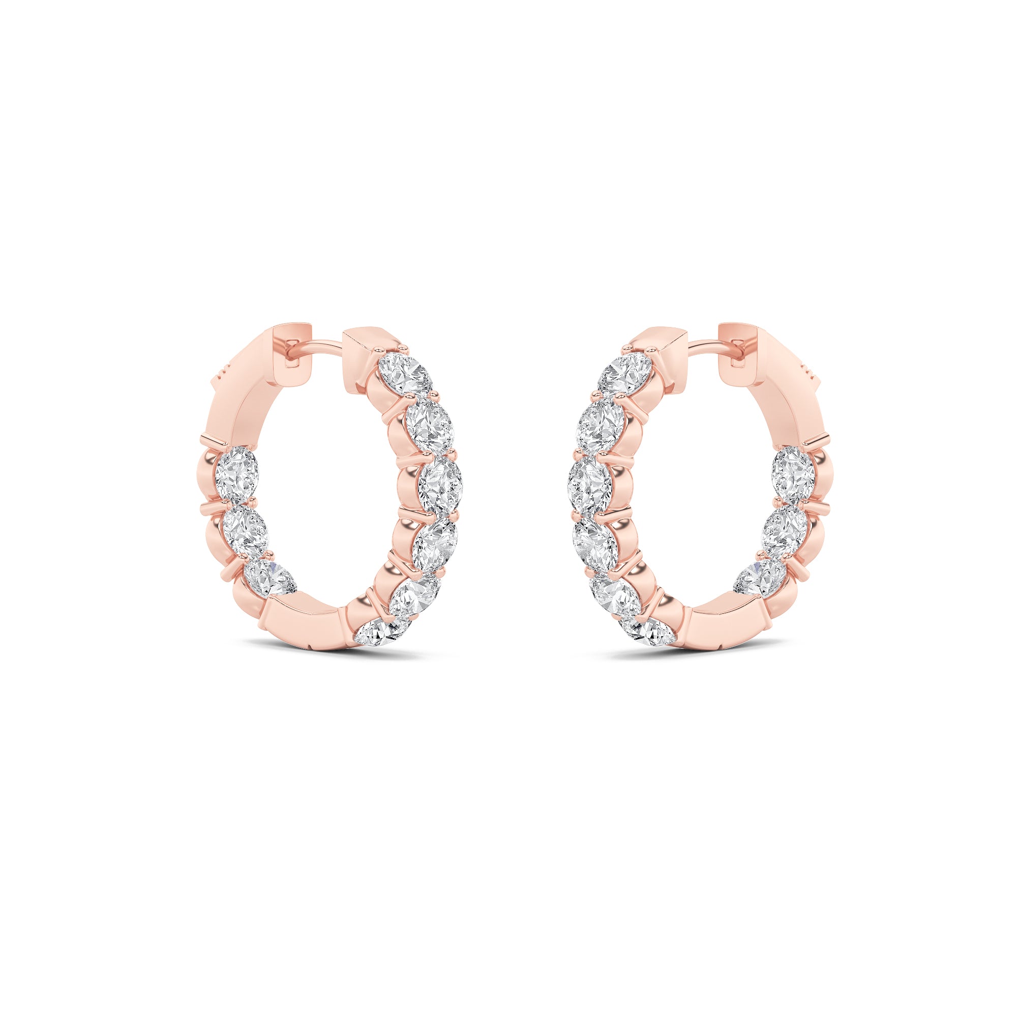 3CTW Round Shaped Lab Grown Diamond (F/VS) Inside out Hoop Earrings in 14K Gold