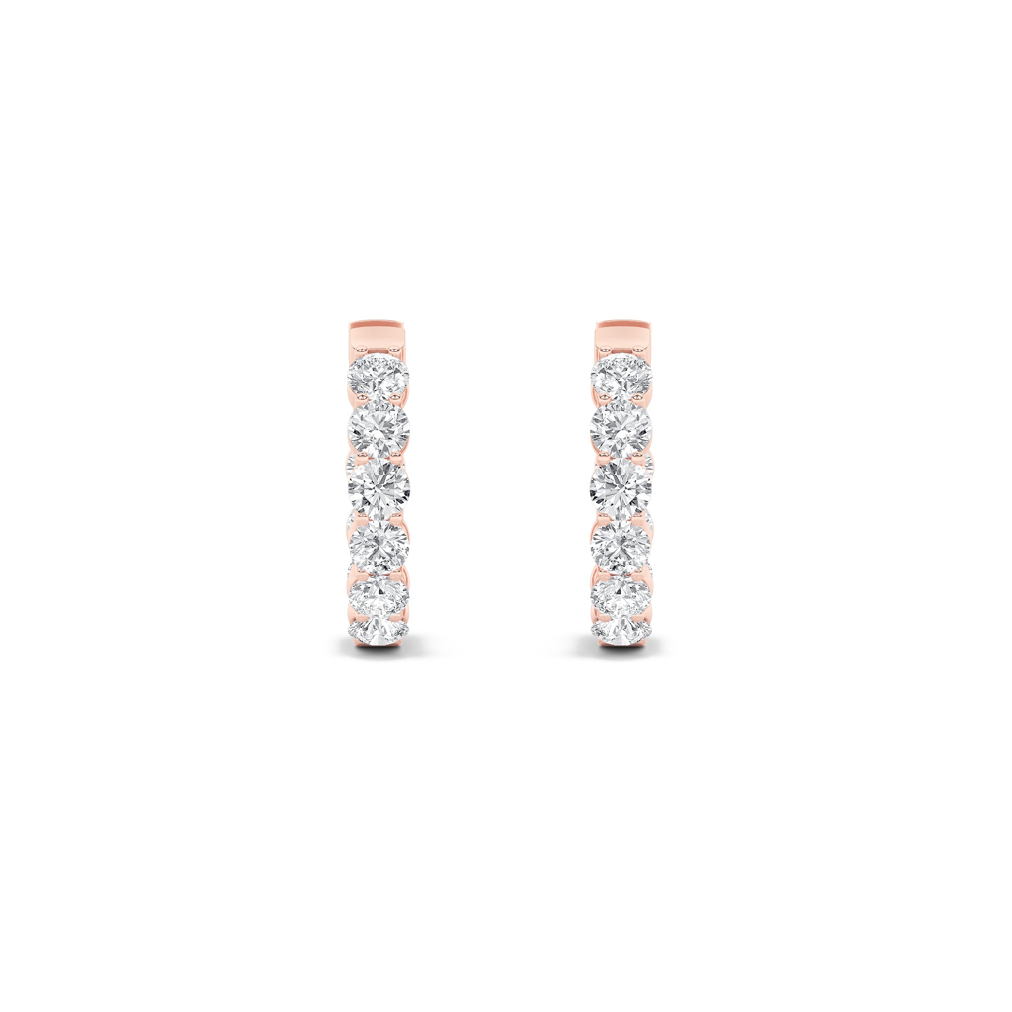 3CTW Round Shaped Lab Grown Diamond (F/VS) Inside out Hoop Earrings in 14K Gold