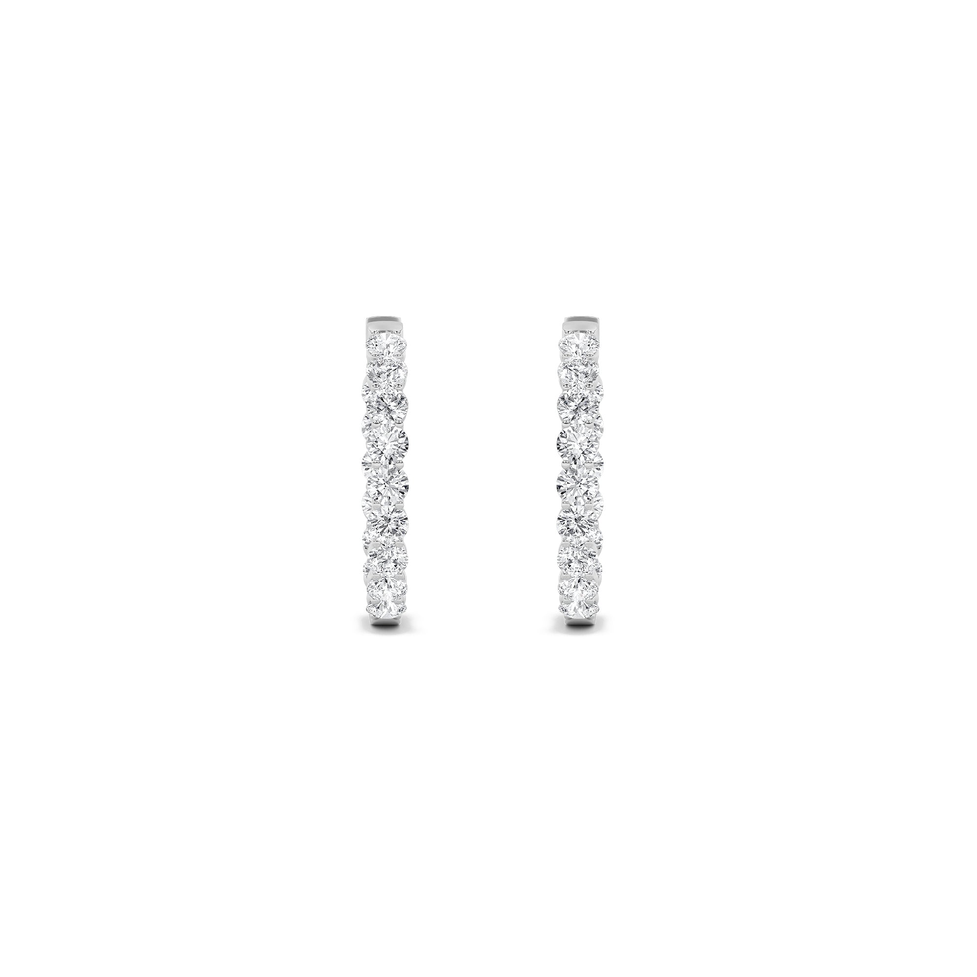 5CTW Round Shaped Lab Grown Diamond (F/VS) Inside out Hoop Earrings in 14K Gold