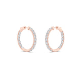 5CTW Round Shaped Lab Grown Diamond (F/VS) Inside out Hoop Earrings in 14K Gold