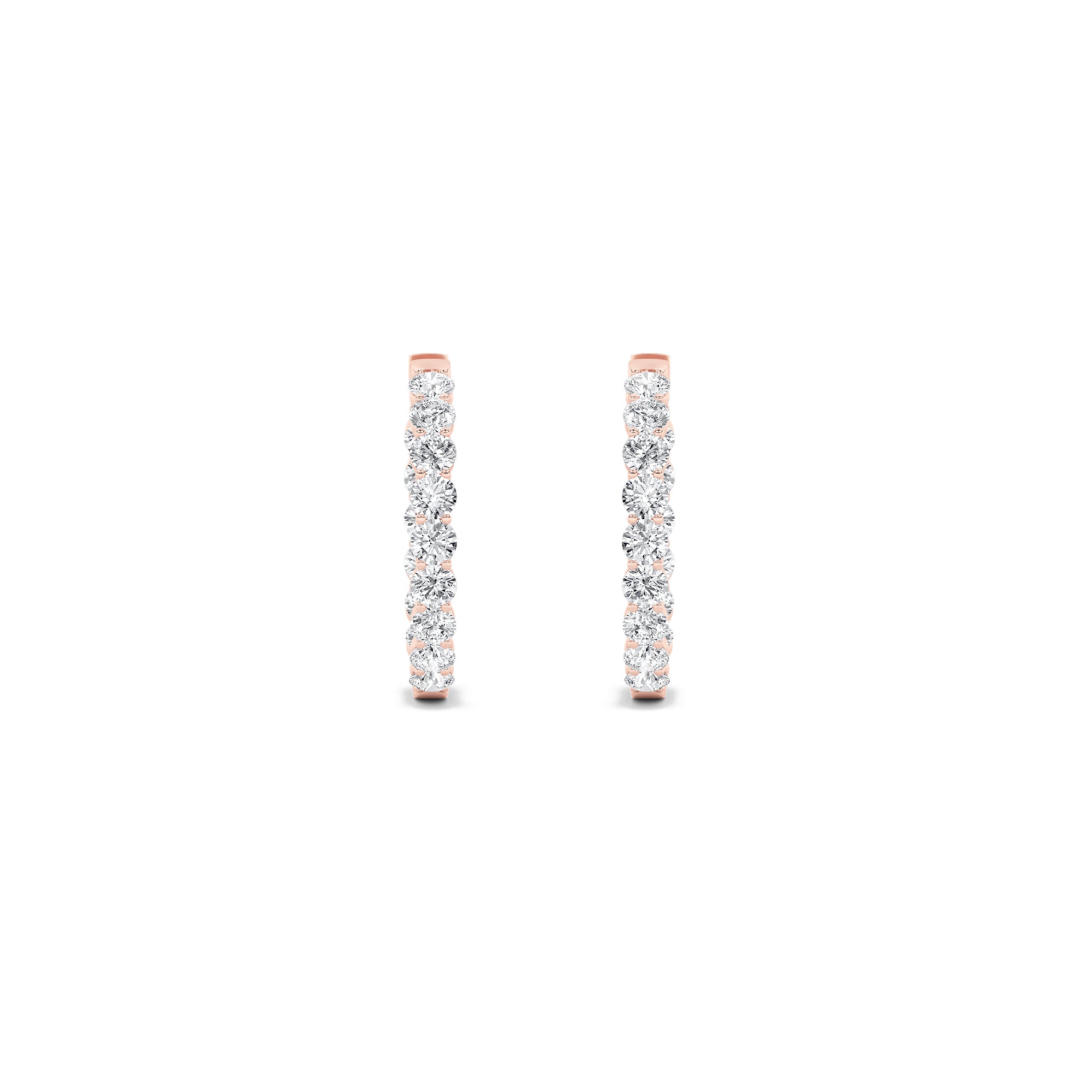 5CTW Round Shaped Lab Grown Diamond (F/VS) Inside out Hoop Earrings in 14K Gold