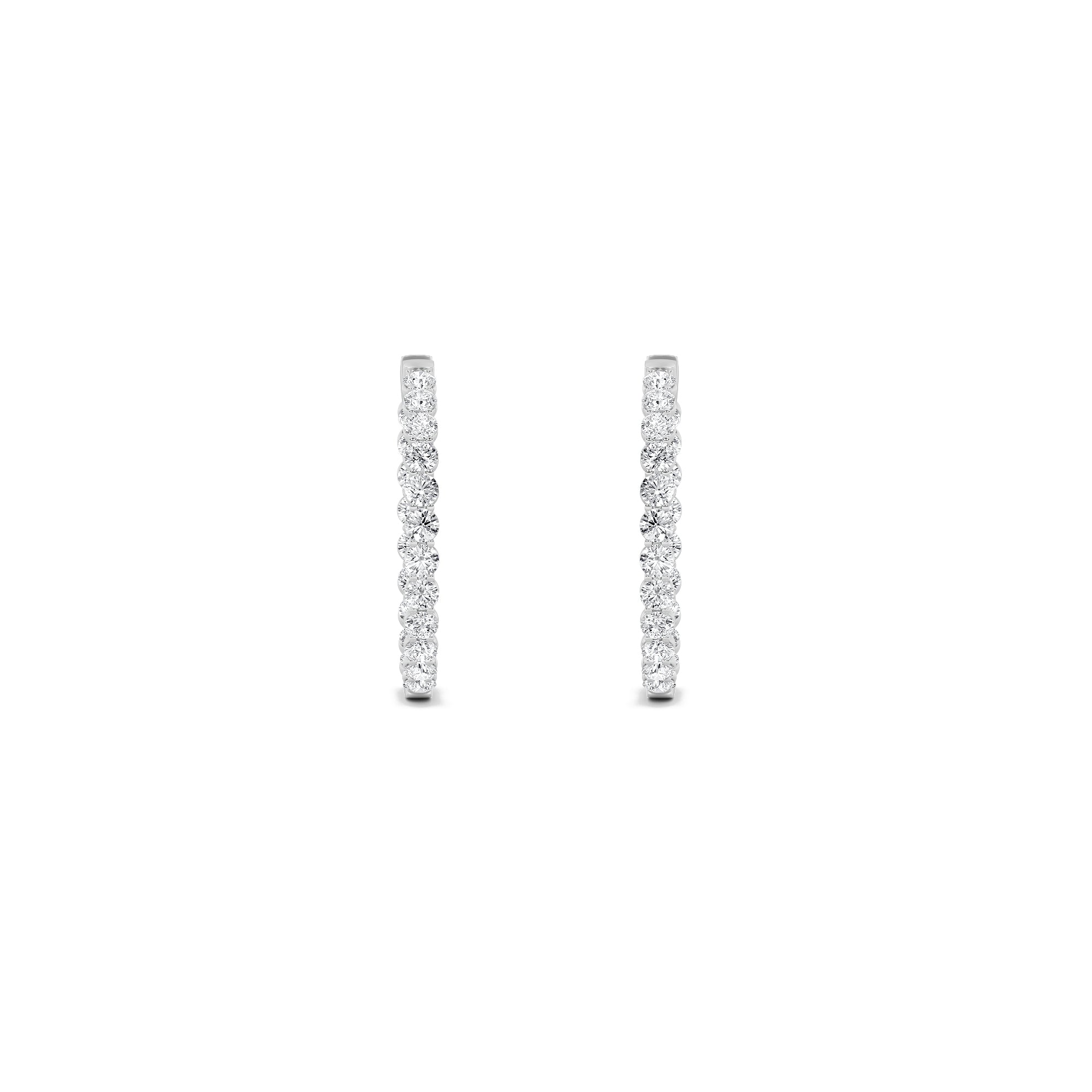 7CTW Round Shaped Lab Grown Diamond (F/VS) Inside out Hoop Earrings in 14K Gold