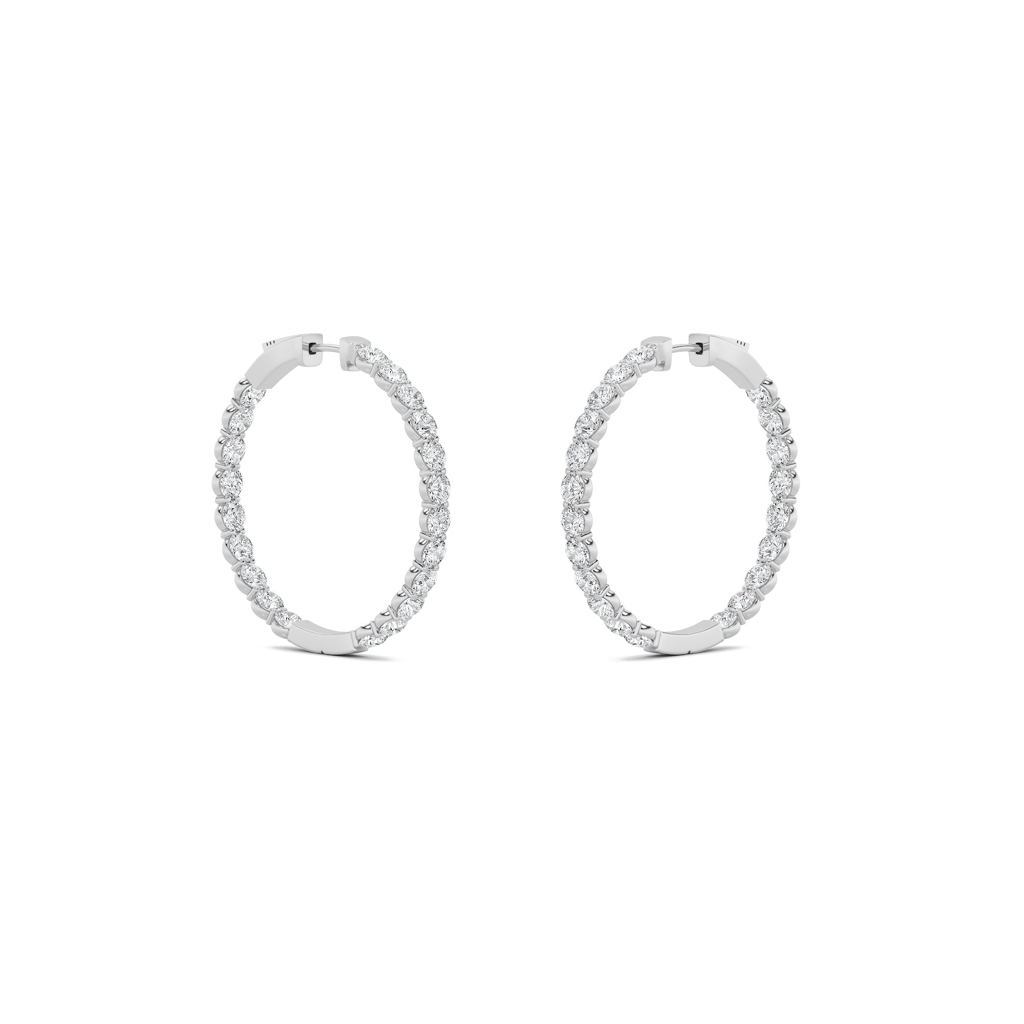 7CTW Round Shaped Lab Grown Diamond (G/VS) Inside out Hoop Earrings in 14K Gold
