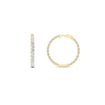 7CTW Round Shaped Lab Grown Diamond (F/VS) Inside out Hoop Earrings in 14K Gold