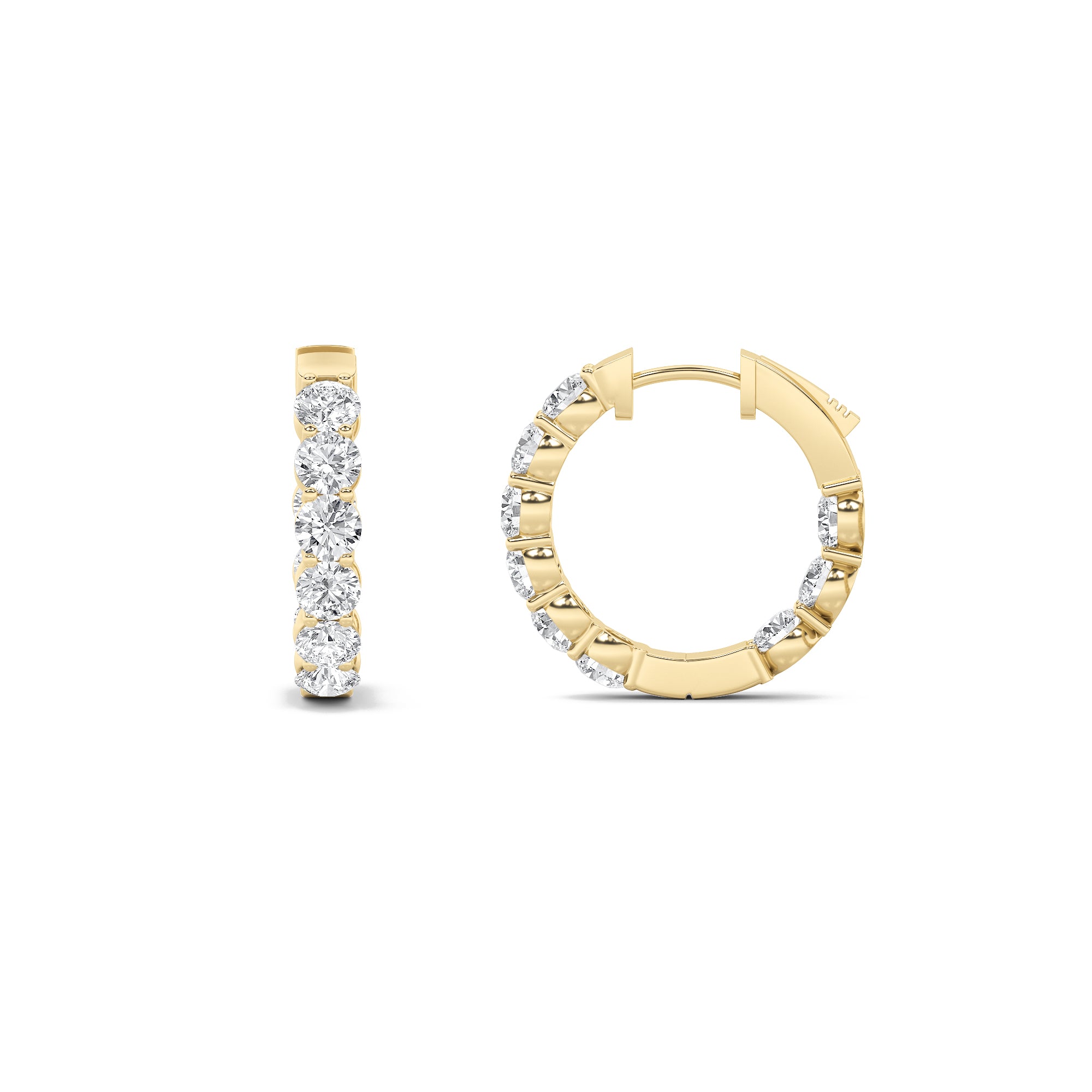 7CTW Round Shaped Lab Grown Diamond (G/VS) Inside out Hoop Earrings in 14K Gold