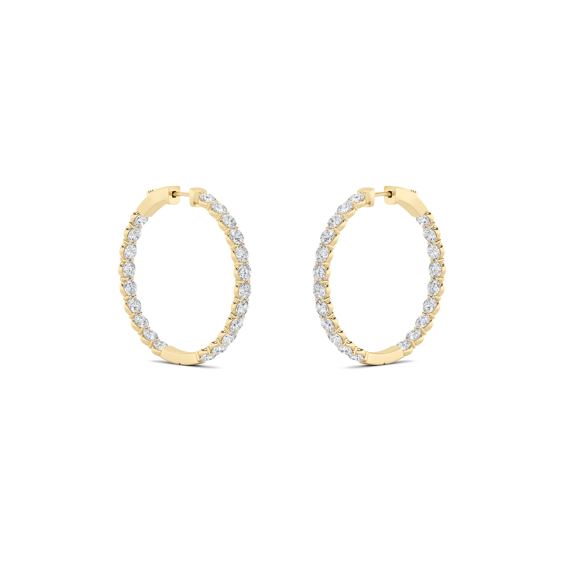 7CTW Round Shaped Lab Grown Diamond (G/VS) Inside out Hoop Earrings in 14K Gold