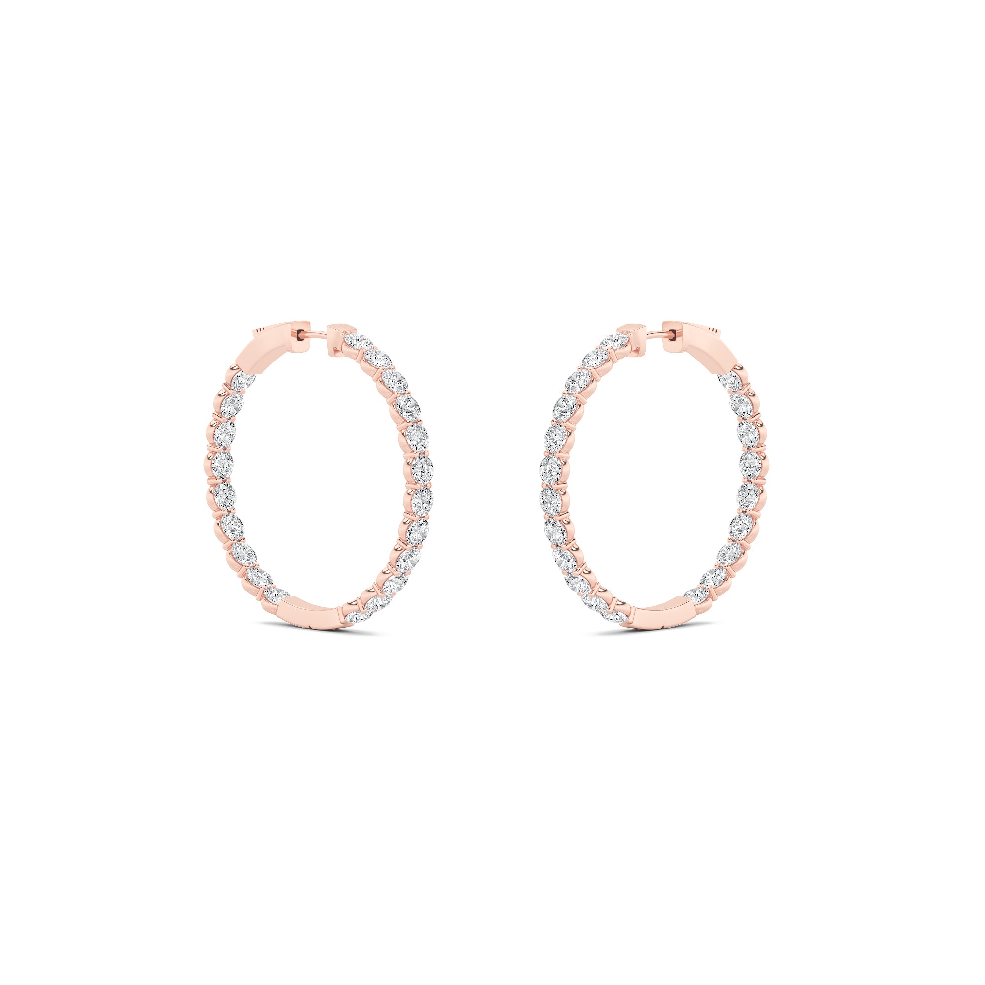 7CTW Round Shaped Lab Grown Diamond (F/VS) Inside out Hoop Earrings in 14K Gold