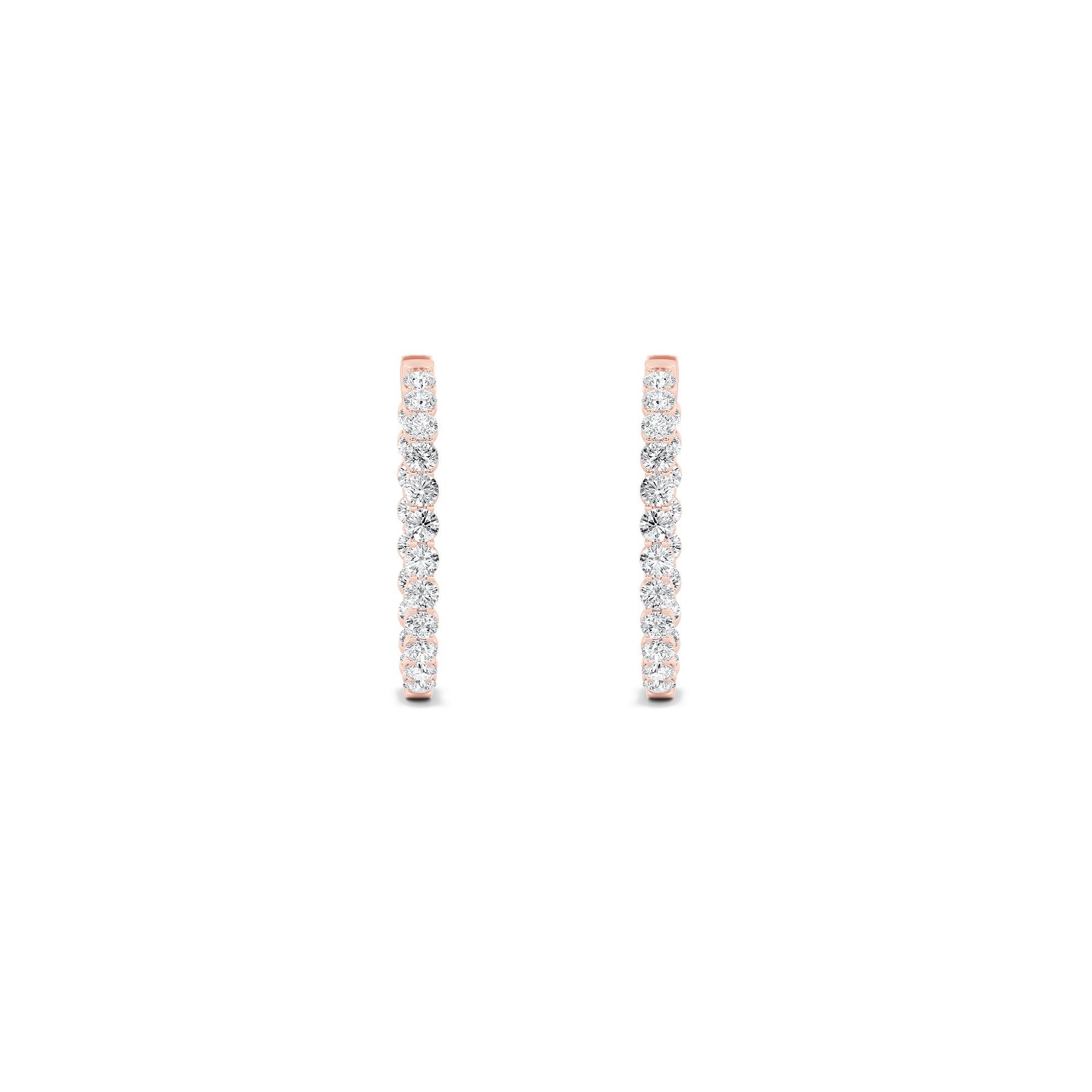 7CTW Round Shaped Lab Grown Diamond (F/VS) Inside out Hoop Earrings in 14K Gold