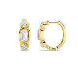 2.5CTW Emerald Shaped Lab Grown Diamond (G/VS) Three Stone Earrings in 14K Gold